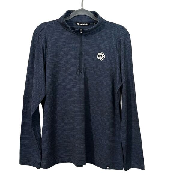 Travis Mathew Navy Heather Crestview 1/4 Zip Logo Size XL - Picture 1 of 10